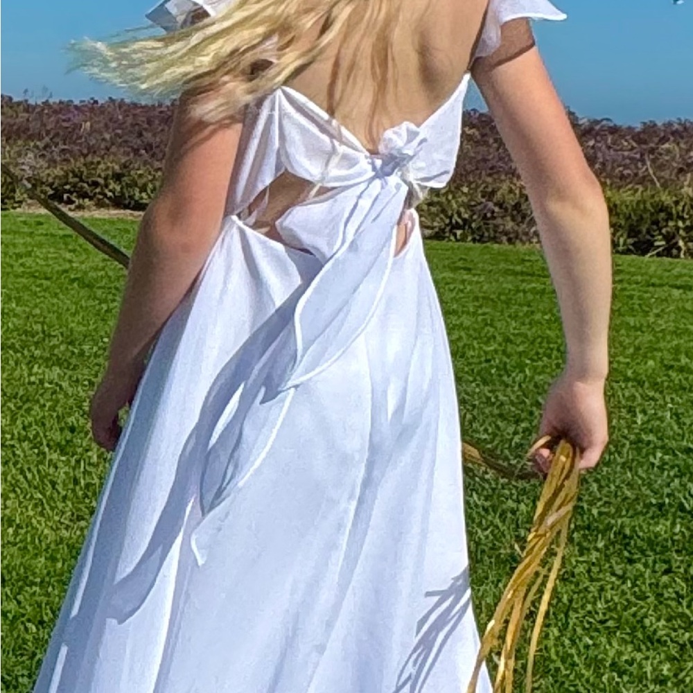 White Backless Dress with Bow